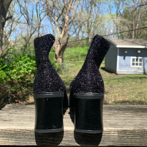 Fabulous 90’s Black Sparkle Platform Zip Boots - Picture 9 of 10